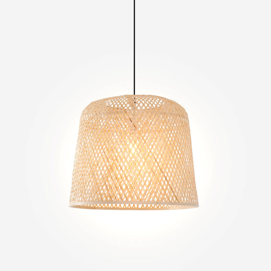 Lightsin Cross Weave Natural Bamboo Lighting Cylindrical Pendant Light Lightsin UK 
