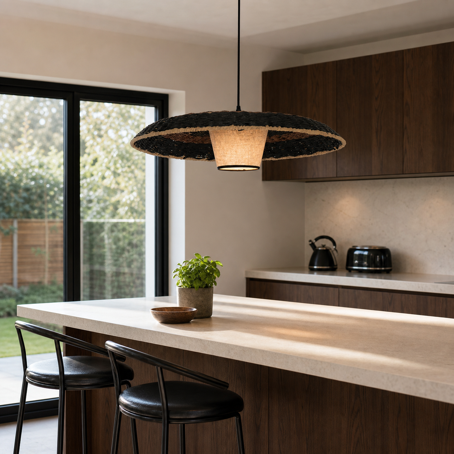Stylish Two-Tone Handwoven Pendant Light Fixture