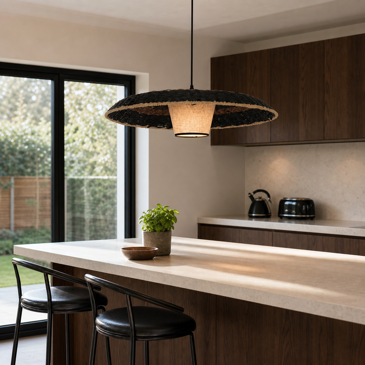 Stylish Two-Tone Handwoven Pendant Light Fixture