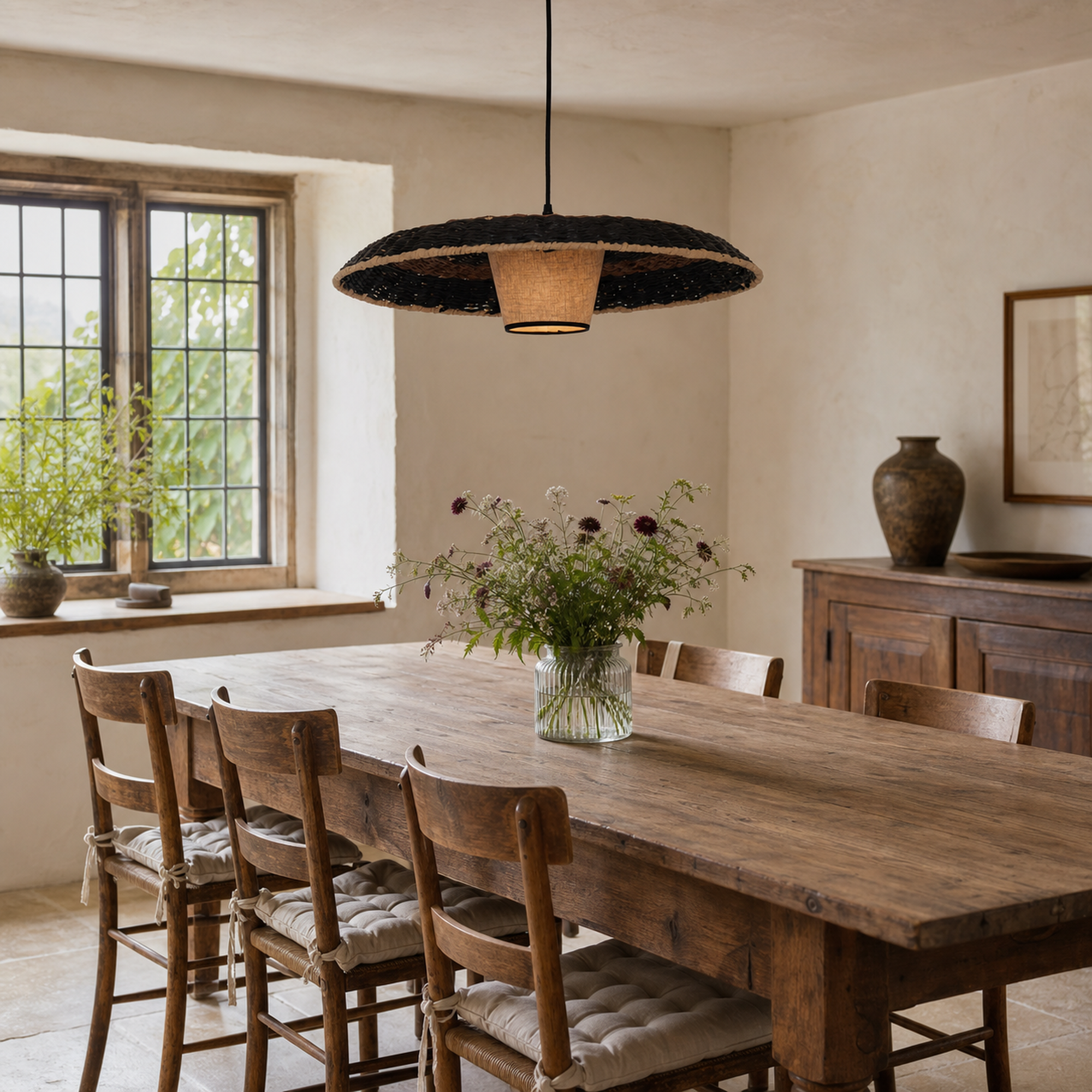 Stylish Two-Tone Handwoven Pendant Light Fixture