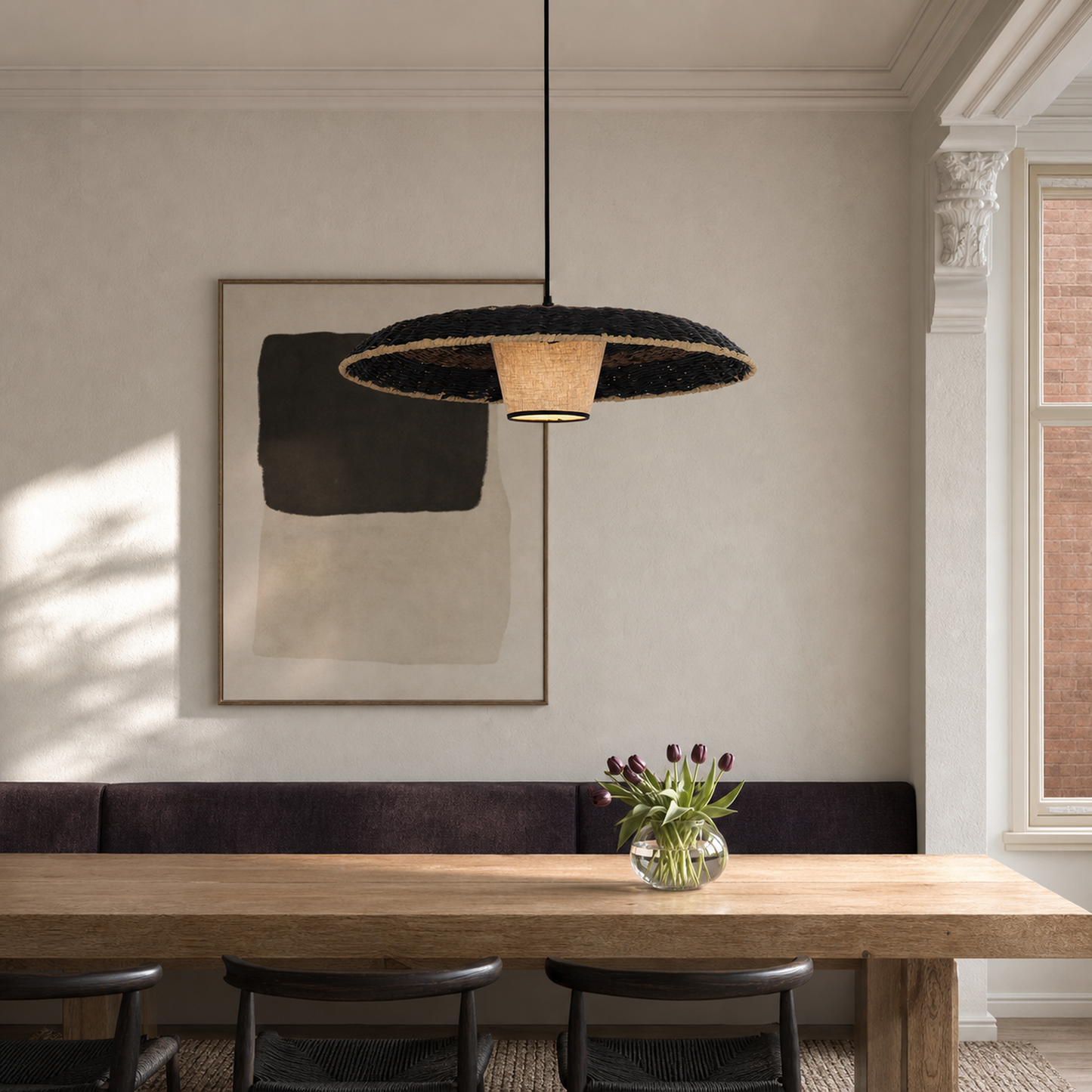 Stylish Two-Tone Handwoven Pendant Light Fixture