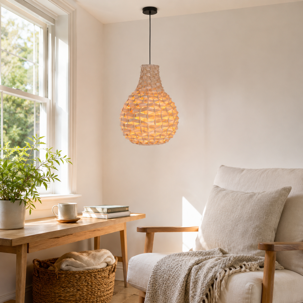 Bamboo Hand-Weaving Pendant Light Natural Art Lighting Fixture