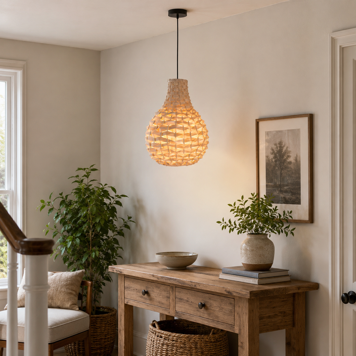 Bamboo Hand-Weaving Pendant Light Natural Art Lighting Fixture