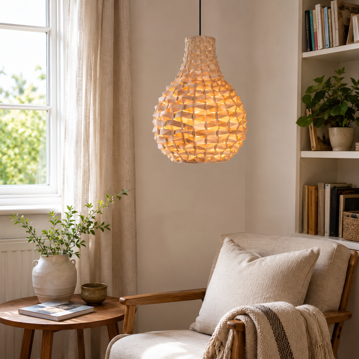 Bamboo Hand-Weaving Pendant Light Natural Art Lighting Fixture