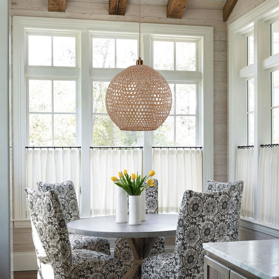Living Nest UK Natural Bamboo Pendant Light with Handwoven Lampshades in Four Sizes Living Nest UK