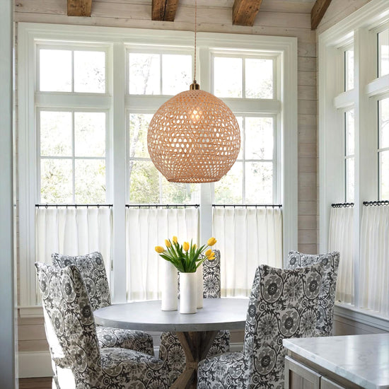 Living Nest UK Natural Bamboo Pendant Light with Handwoven Lampshades in Four Sizes Living Nest UK 40cm Dia ¡Á 36cm H