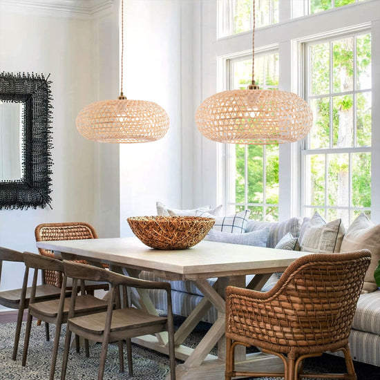 Living Nest UK Natural Bamboo Pendant Light with Handwoven Lampshades in Four Sizes Living Nest UK 45cm Dia ¡Á 28cm H