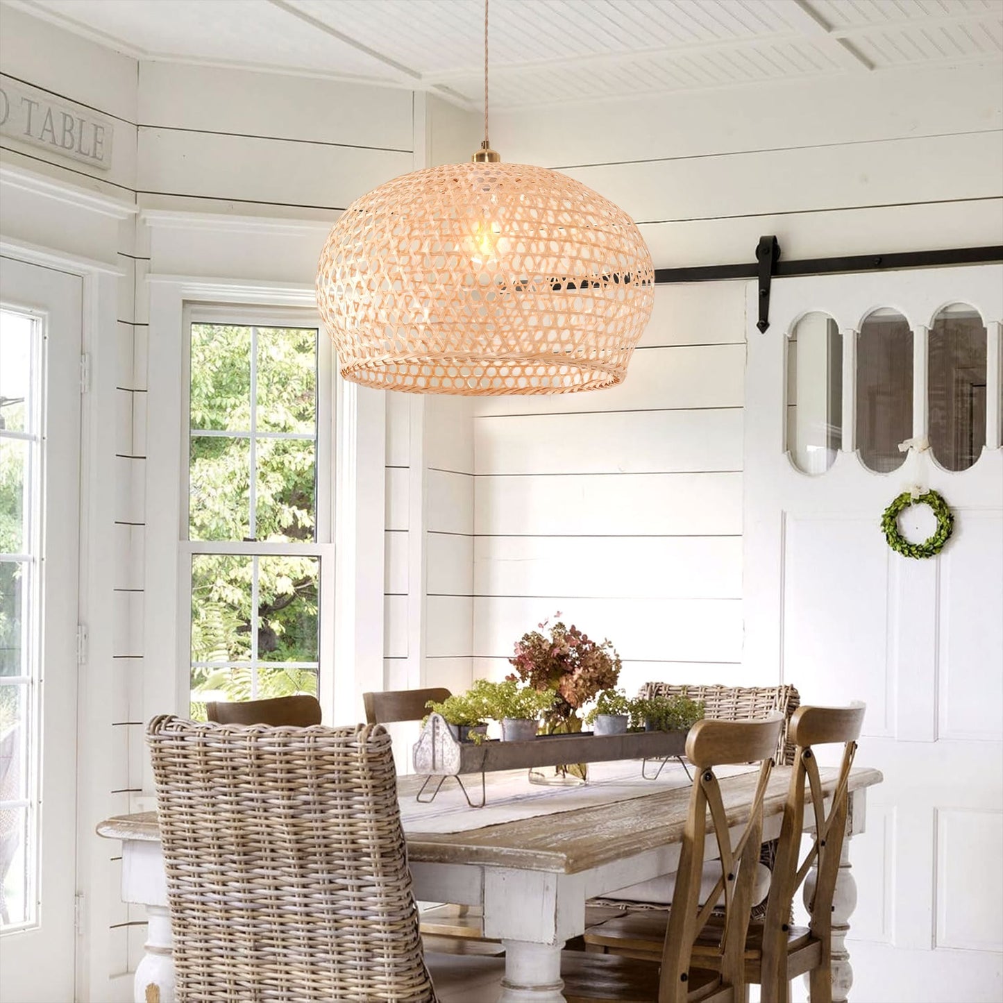 Living Nest UK Natural Bamboo Pendant Light with Handwoven Lampshades in Four Sizes Living Nest UK