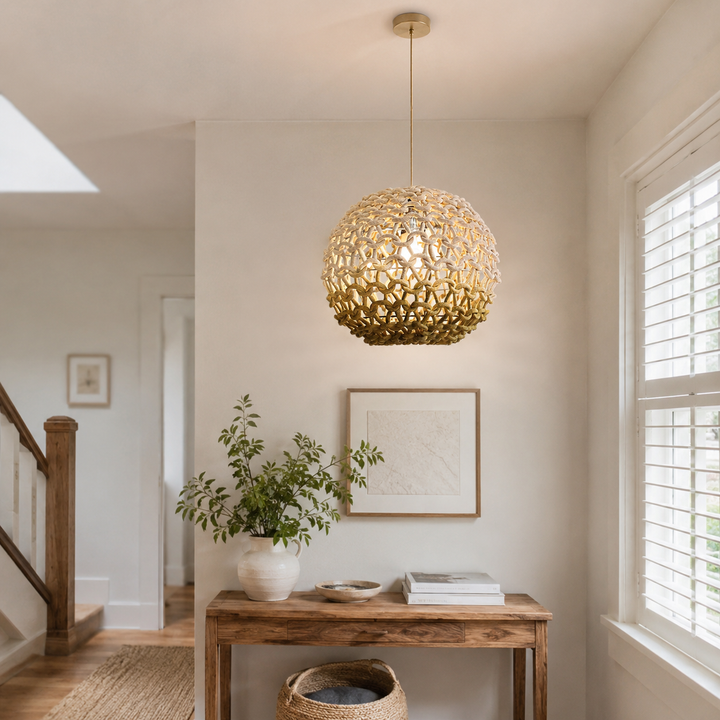 Pendant Ceiling Light with Artisanal Globe-Shaped Cotton Rope for Natural Elegance