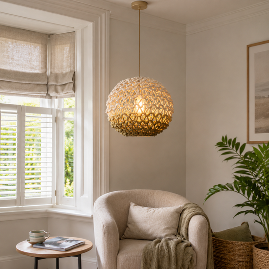 Pendant Ceiling Light with Artisanal Globe-Shaped Cotton Rope for Natural Elegance