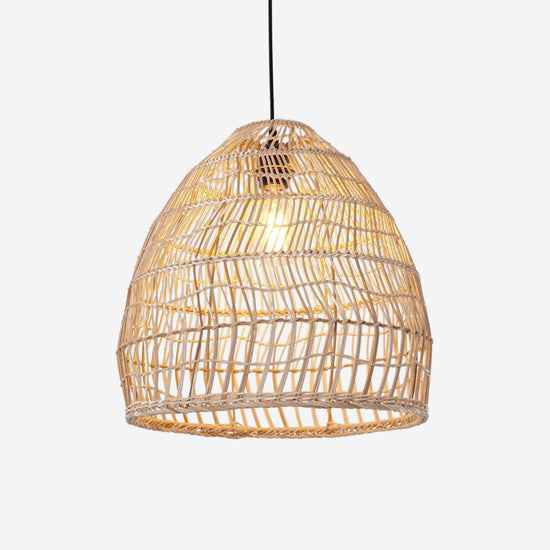 Rattan Pendant Light for Kitchen with Woven Dome Design for Rustic Interiors