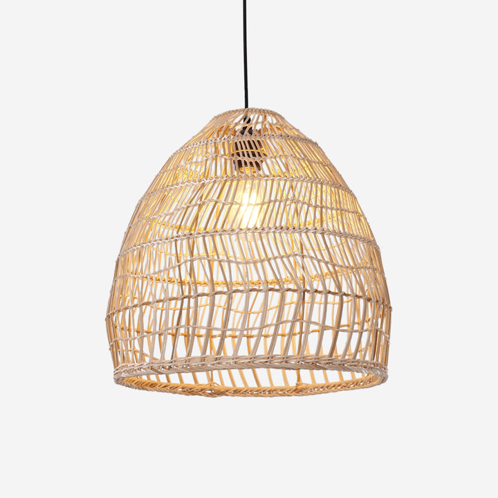 Rattan Pendant Light for Kitchen with Woven Dome Design for Rustic Interiors