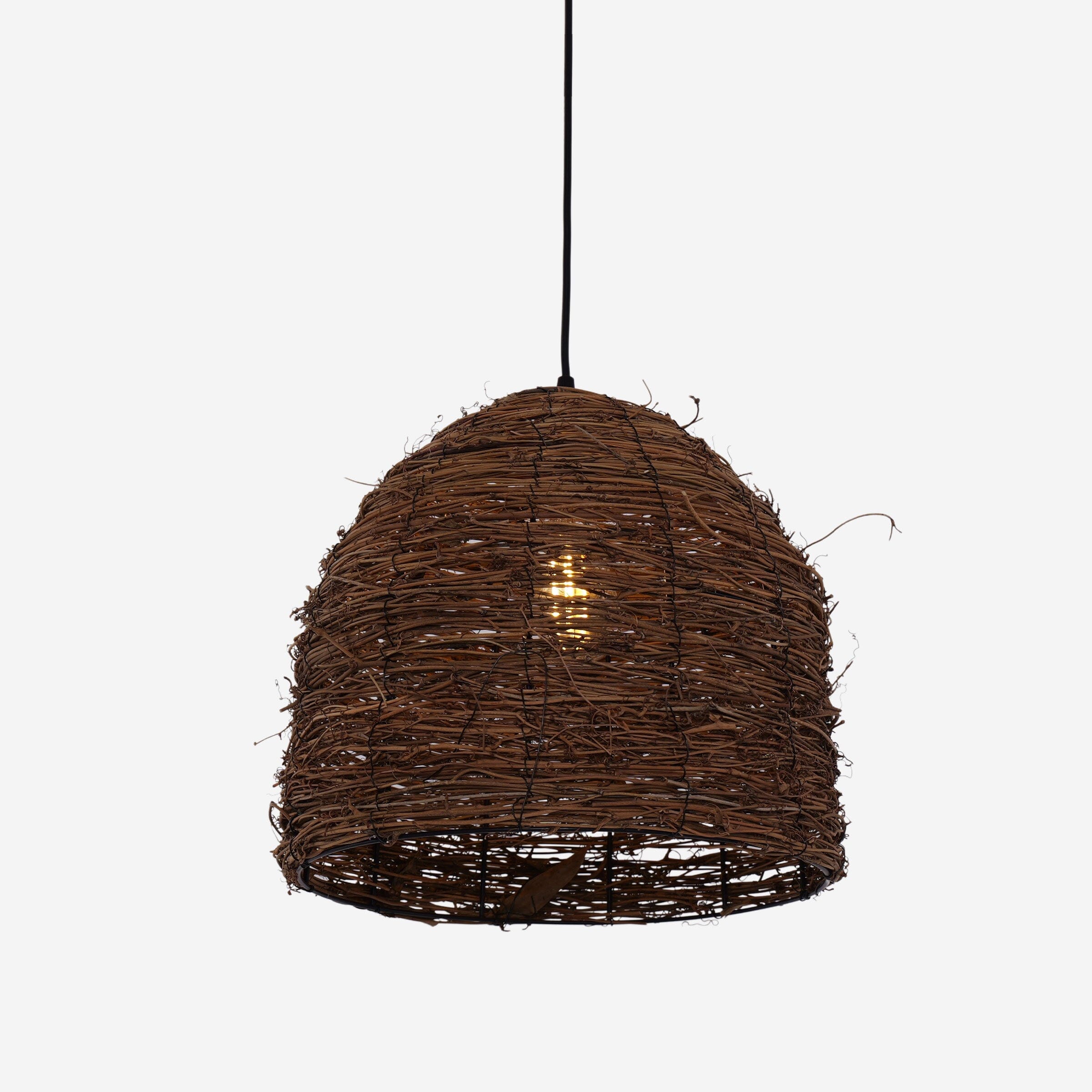 Living Nest UK Rustic Woven Rattan Dome Pendant Light for Cozy Interiors Living Nest UK