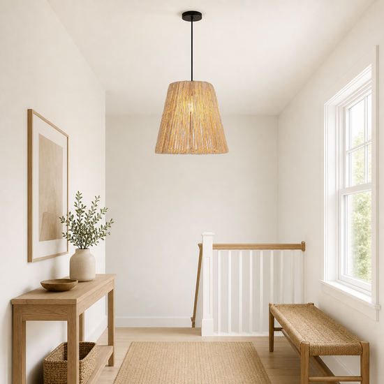 Rustic Hemp Rope Woven Pendant Light for Cozy Interiors