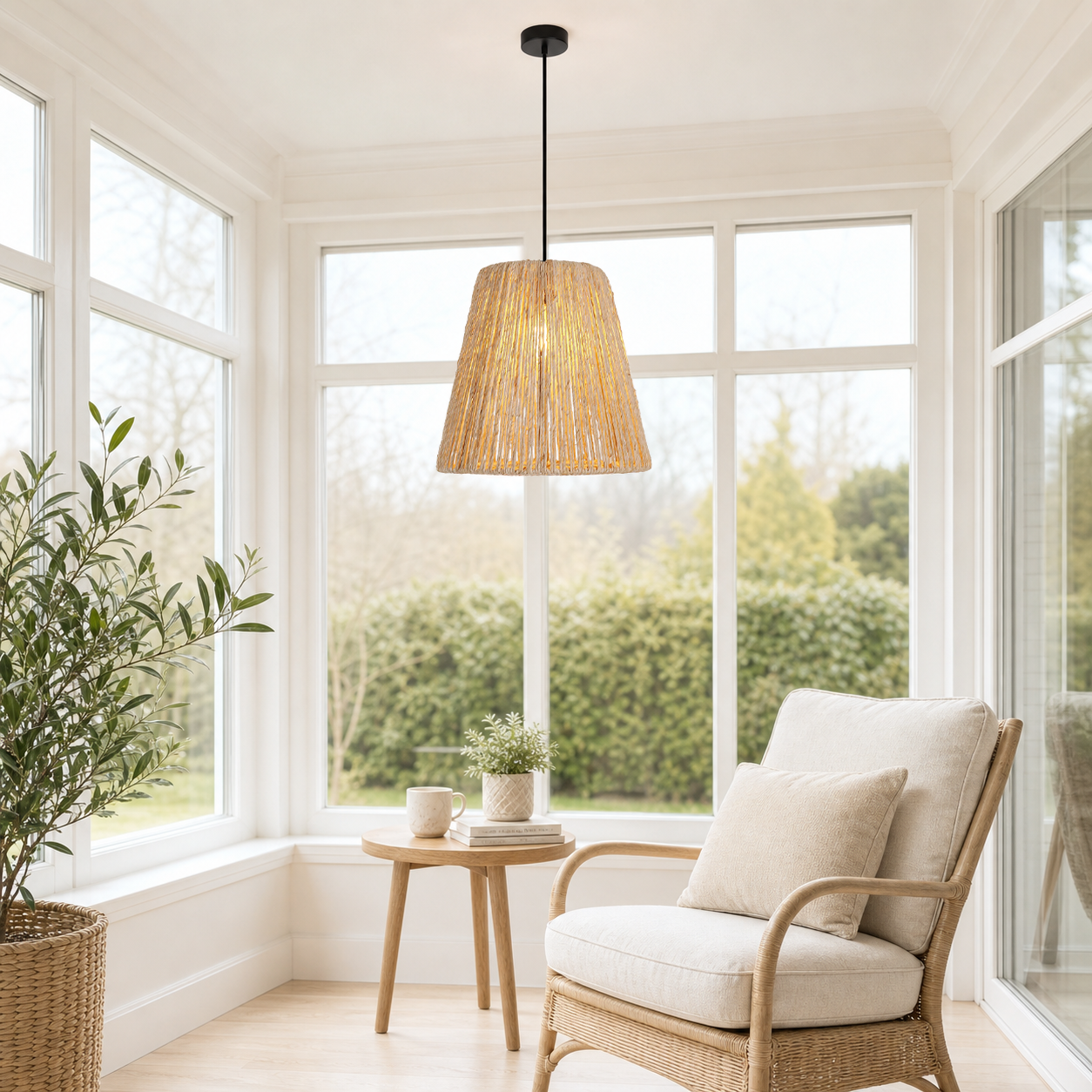 Rustic Hemp Rope Woven Pendant Light for Cozy Interiors