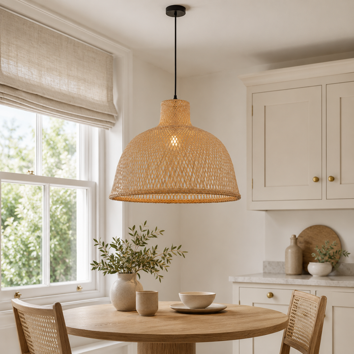 Cella-Bamboo Dome Pendant Light – Handwoven Ceiling Lighting for Living Room & Kitchen