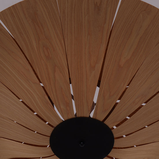 Large Wood Veneer LED Pendant Ceiling Light for Dining & Living Rooms
