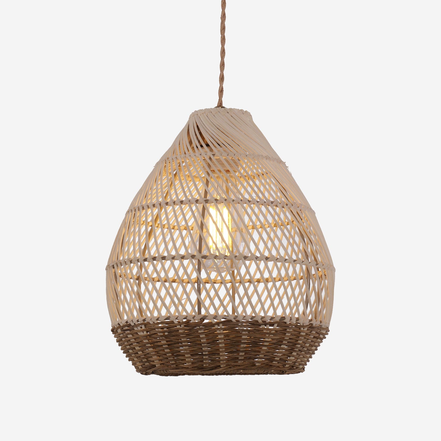 Living Nest UK Handwoven Boho Teardrop Design Rattan Iron Pendant Light Living Nest UK