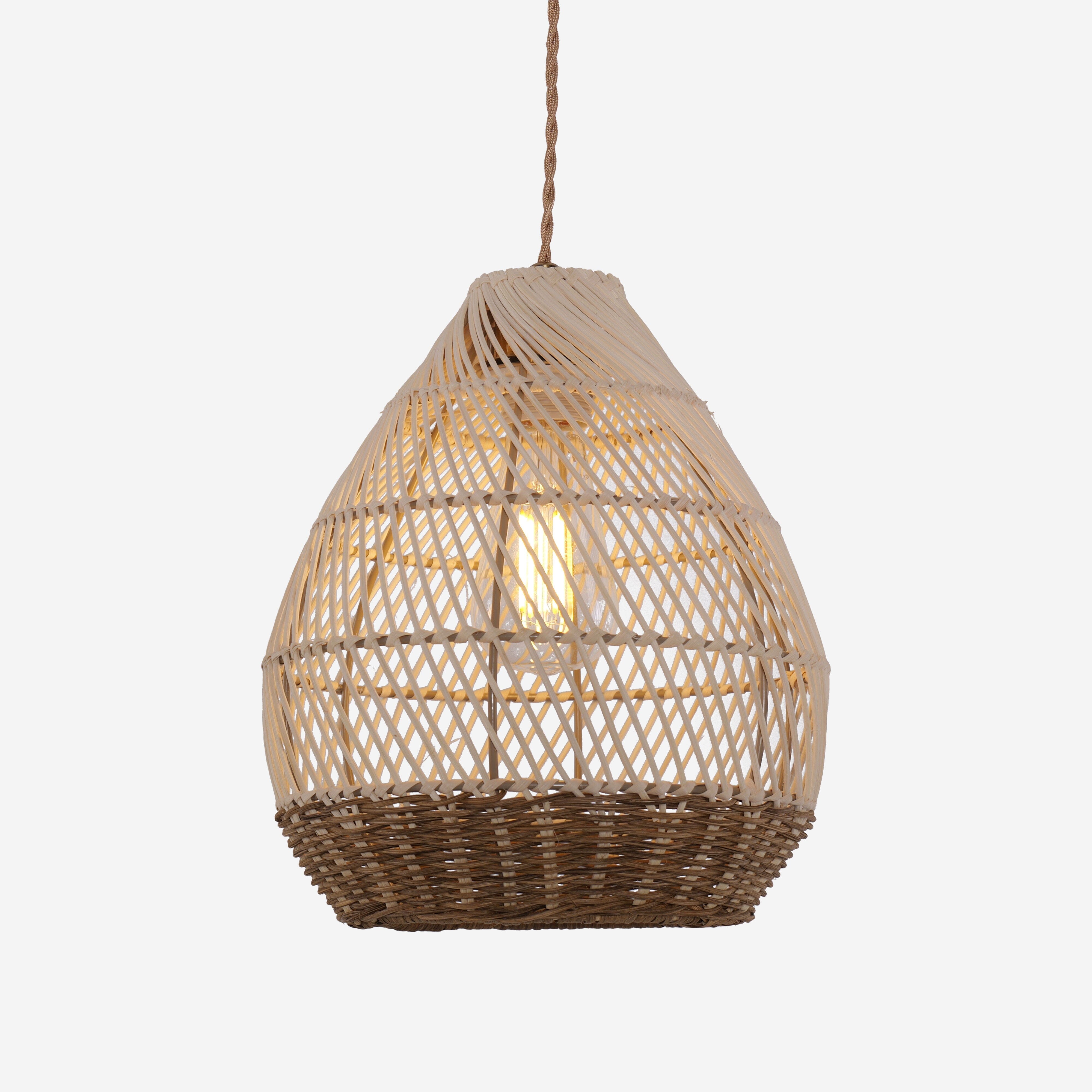 Living Nest UK Handwoven Boho Teardrop Design Rattan Iron Pendant Light Living Nest UK