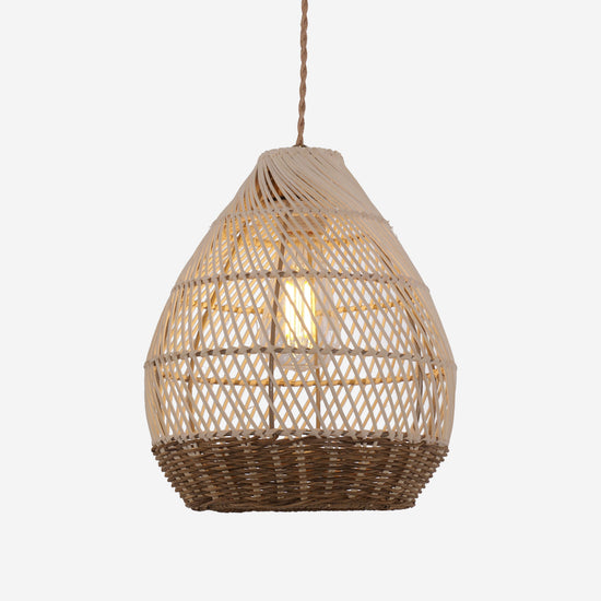 Living Nest UK Handwoven Boho Teardrop Design Rattan Iron Pendant Light Living Nest UK