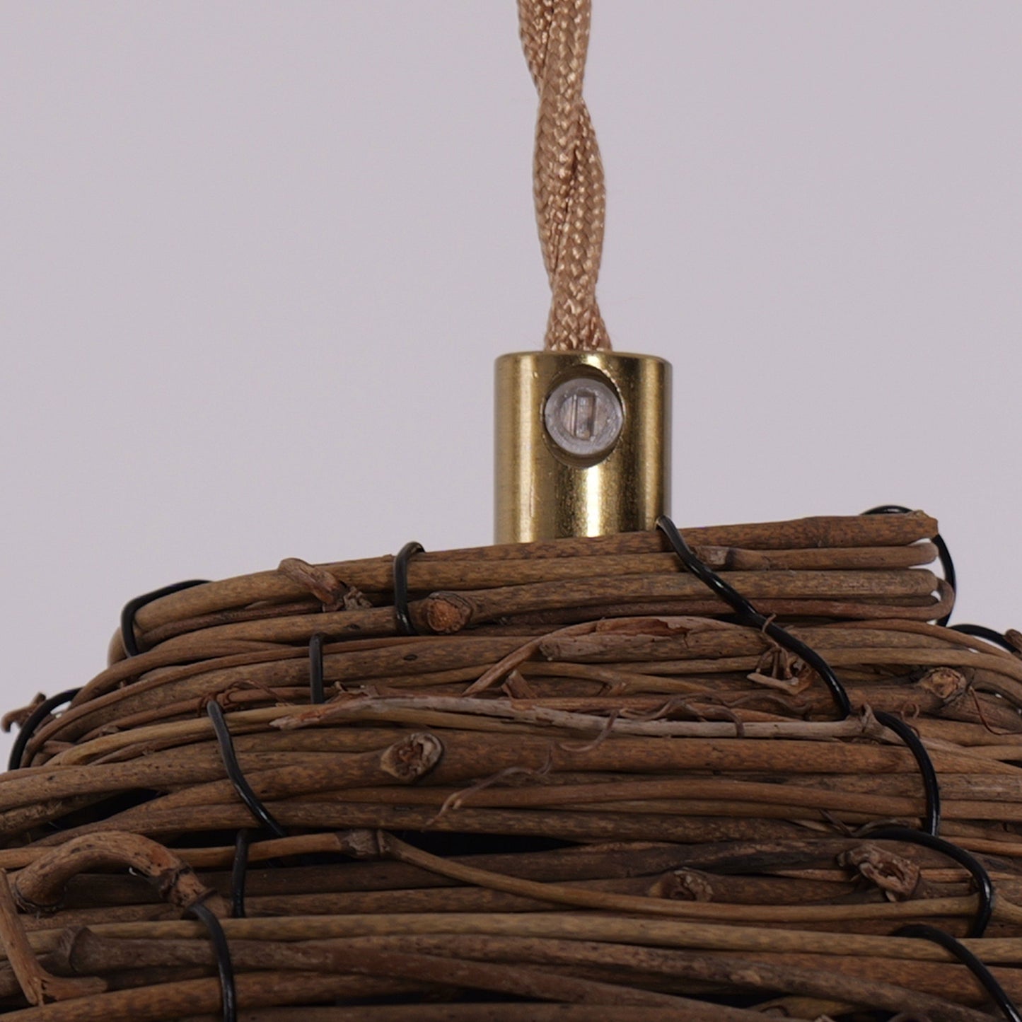 Living Nest UK Handcrafted Rustic Woven Rattan and Iron Pendant Light Living Nest UK