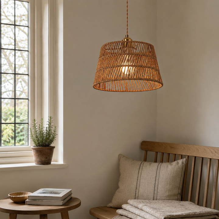 Handcrafted Warm Rustic Paper Rope Pendant Light