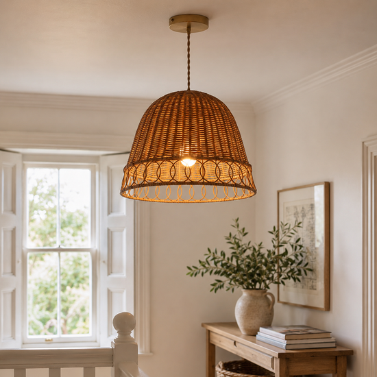 Handwoven Rattan Pendant Light – Eco-Friendly, Warm Lighting for Cozy Living Rooms & Dining Spaces