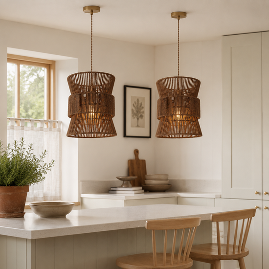 Artisanal Handwoven Eco-Friendly Circular Pendant Light
