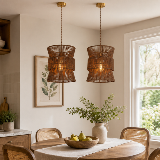 Artisanal Handwoven Eco-Friendly Circular Pendant Light