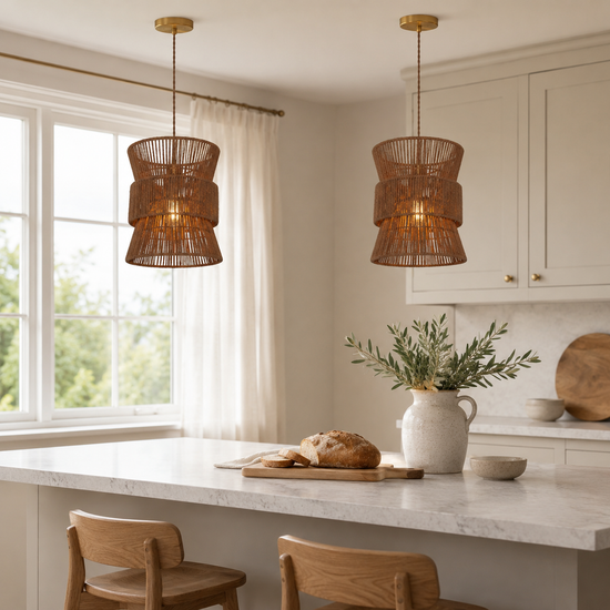 Artisanal Handwoven Eco-Friendly Circular Pendant Light