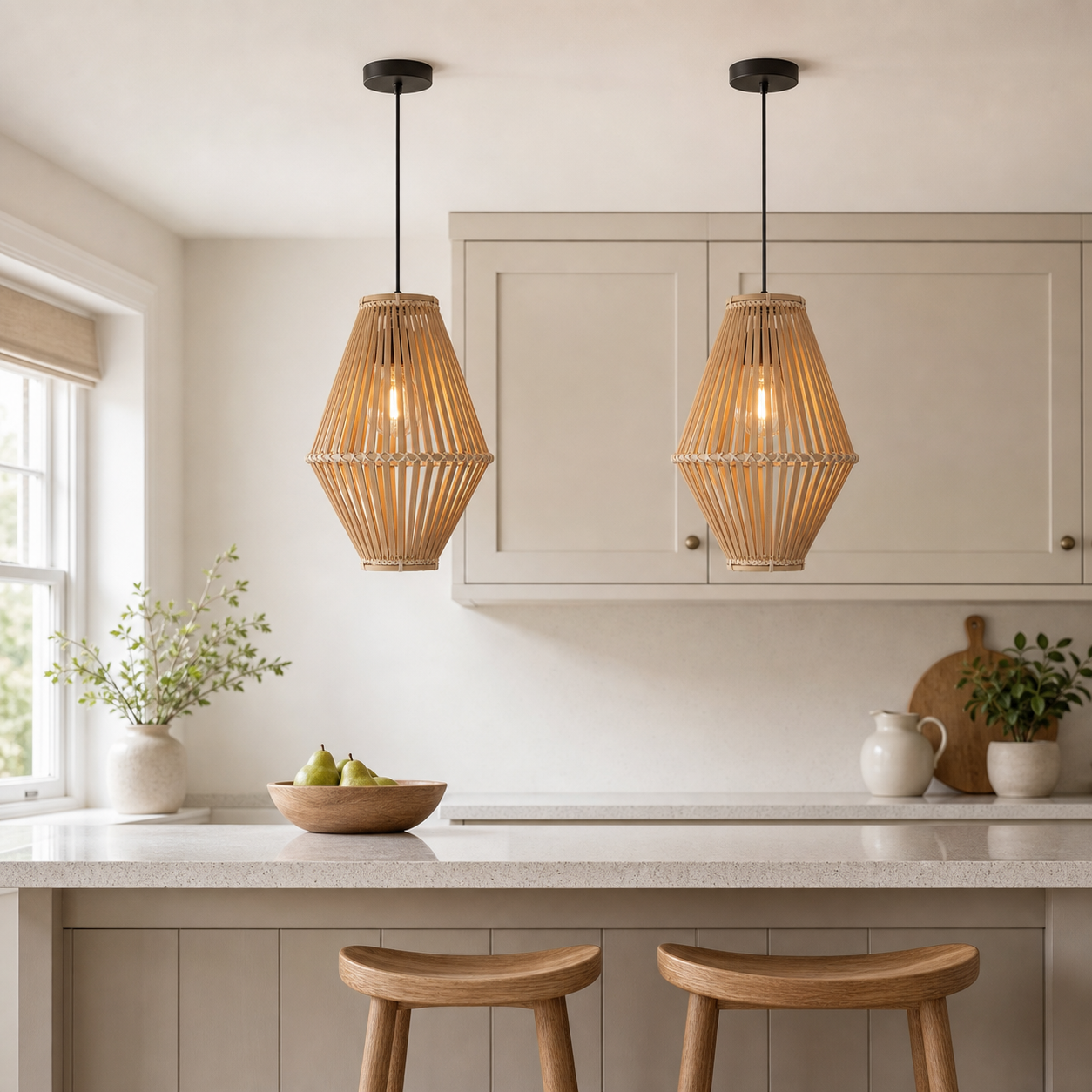 Sustainable Geometric Bamboo Pendant Light