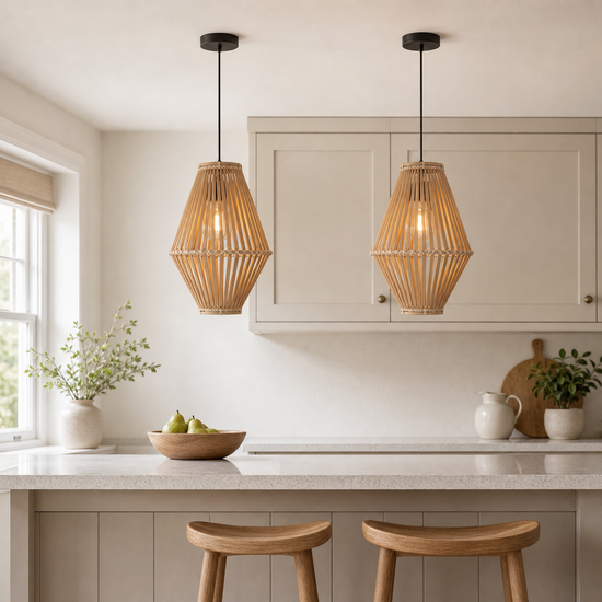 Sustainable Geometric Bamboo Pendant Light