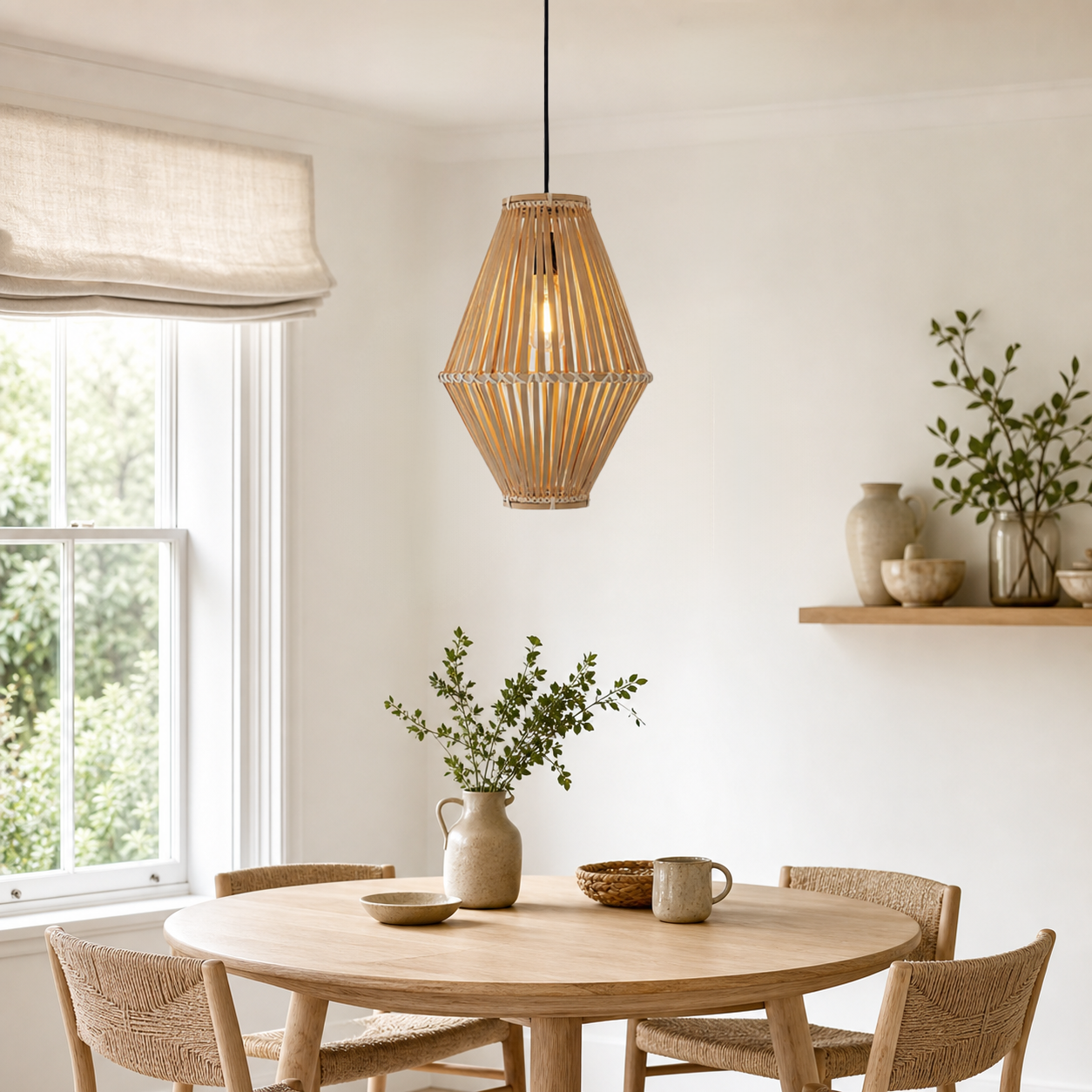 Sustainable Geometric Bamboo Pendant Light