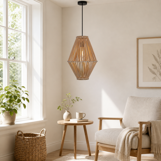 Sustainable Geometric Bamboo Pendant Light