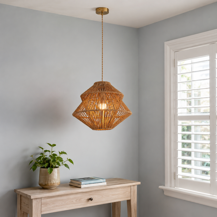 Rustic Paper Rope Iron Pendant Light