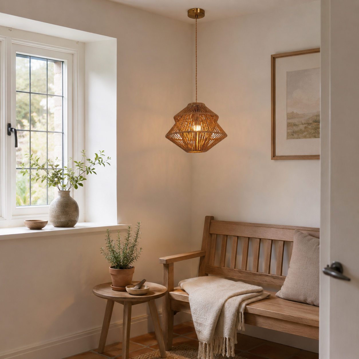 Rustic Paper Rope Iron Pendant Light