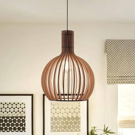 Lightsin Scandinavian LED Wooden Birdcage Pendant Light Lightsin UK 