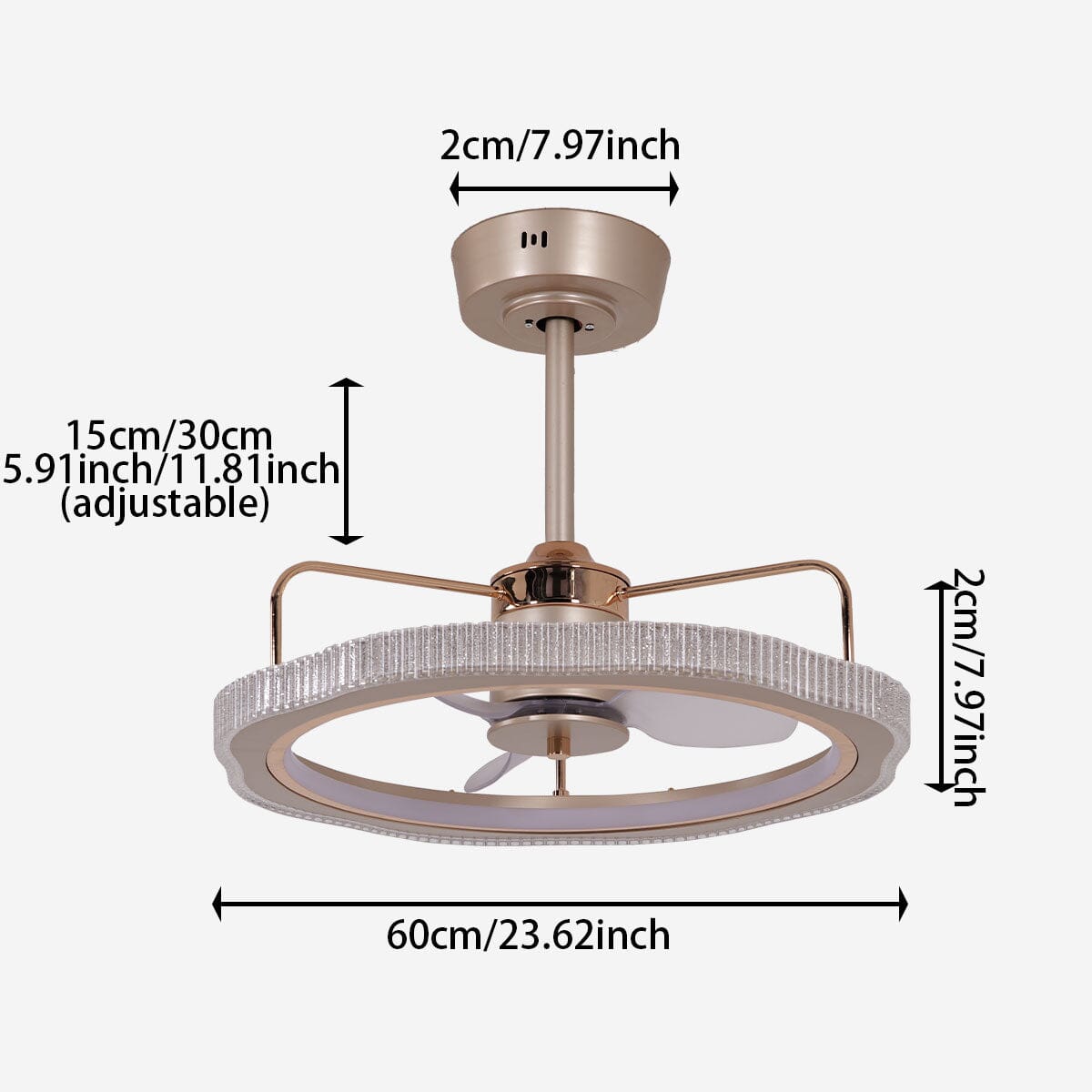 Living Nest UK Modern Reversible 3-Blades Metal Ceiling Fan with LED Light Living Nest UK