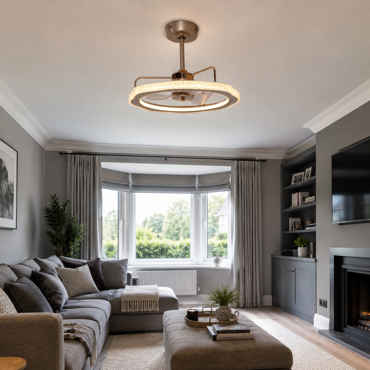 Modern Reversible 3-Blades Metal Ceiling Fan with LED Light