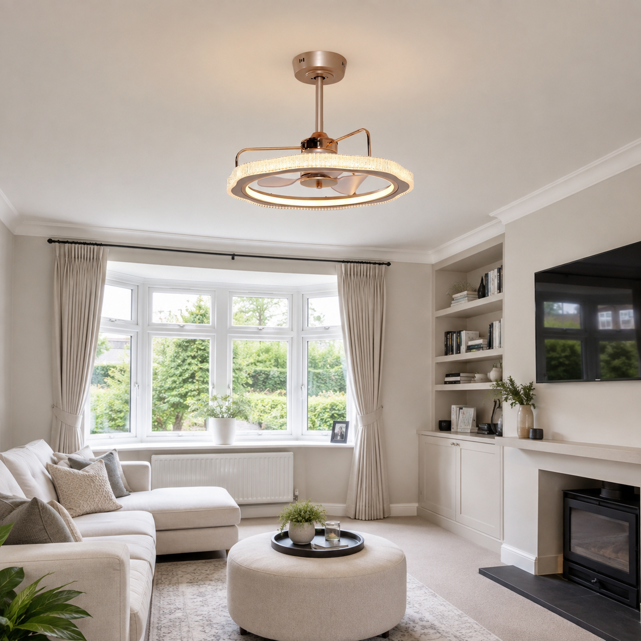 Modern Reversible 3-Blades Metal Ceiling Fan with LED Light