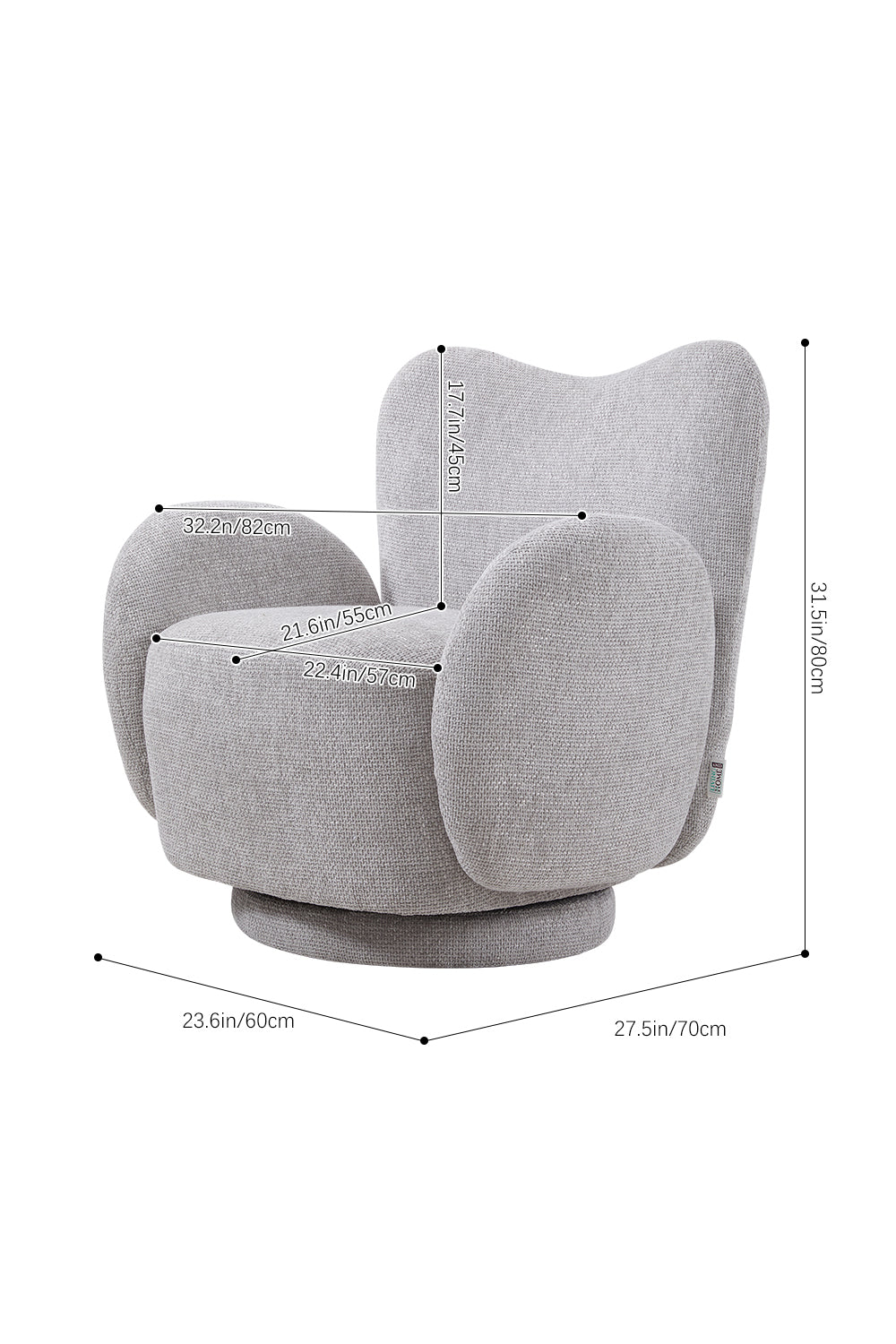 Chenille Upholstered Swivel Chair Armchair