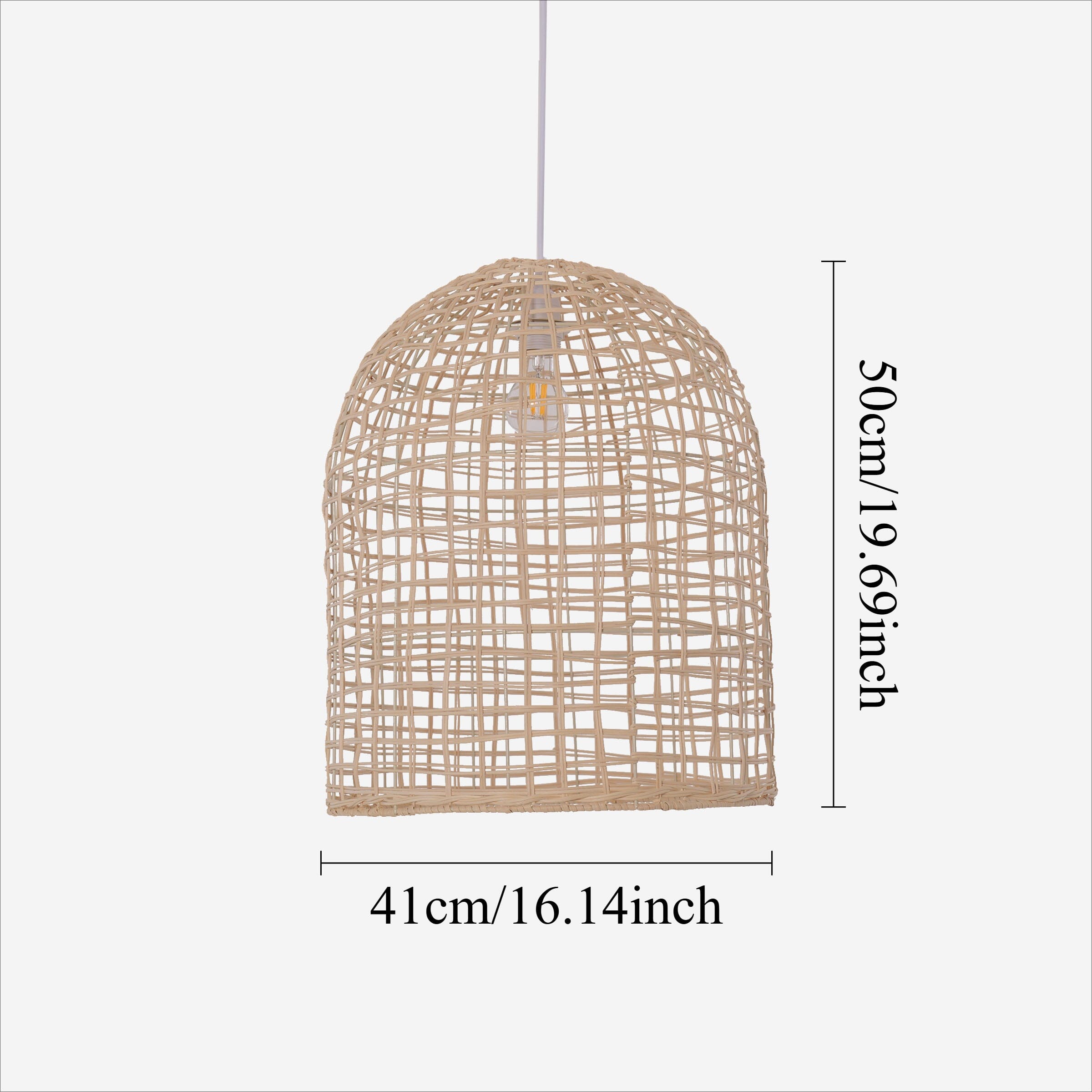 Lightsin Natural Cage Shape Rattan Pendant Light Lightsin UK 