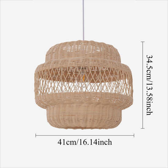 Lightsin Japanese Hollow Weave Rattan Pendant Light Warm Brown Elegance Lightsin UK 
