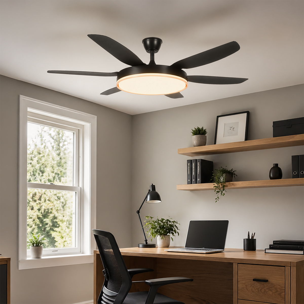 Black 56inch Ceiling Fan Light with Remote