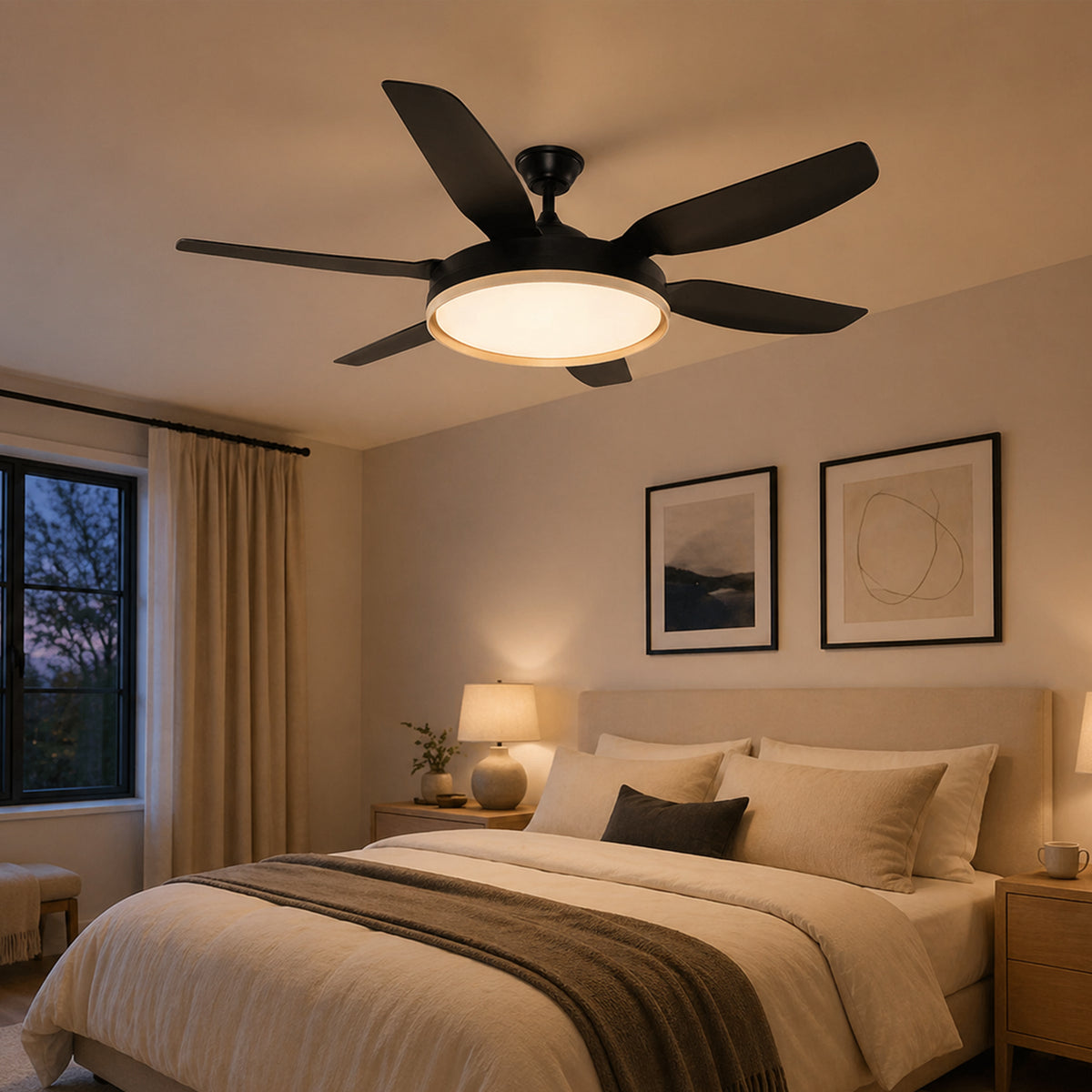Black 56inch Ceiling Fan Light with Remote