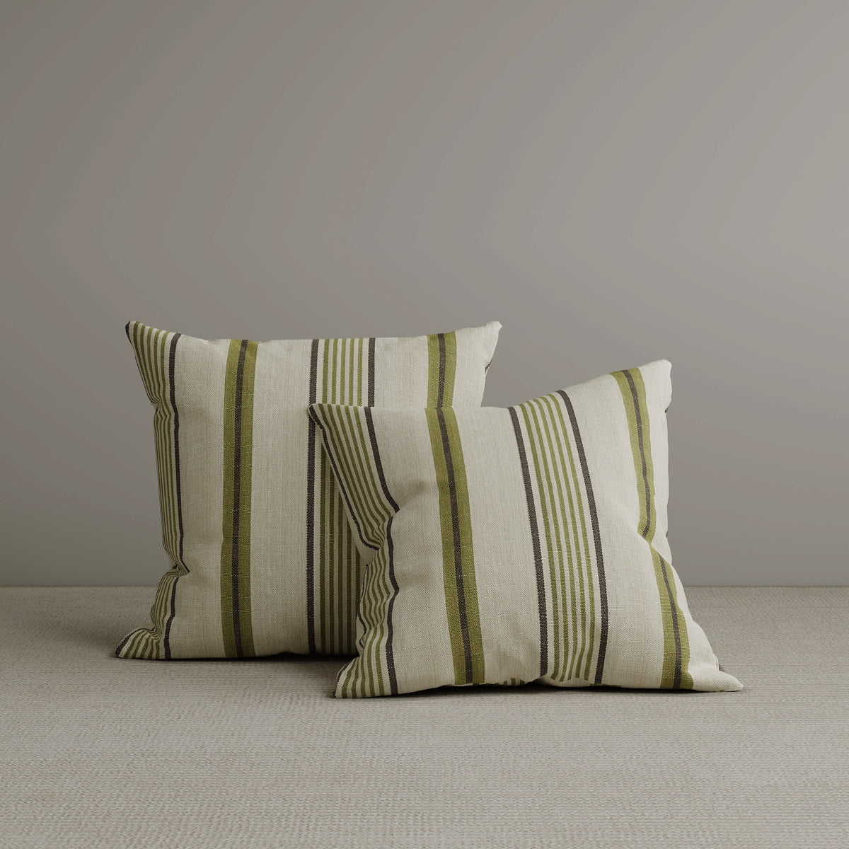 Cottonfy Square Exclusive Design Cushion in Green Striped Cotton Linen, 45*45CM Living and Home 