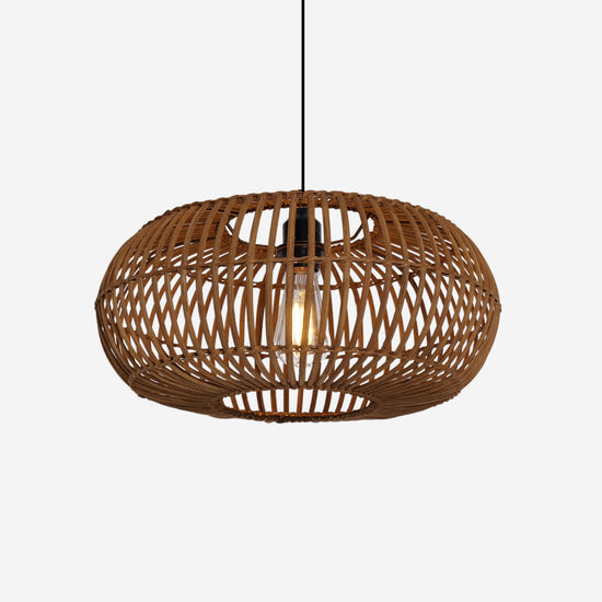 Natural Bamboo Woven Round Pendant Light for Warm Interiors
