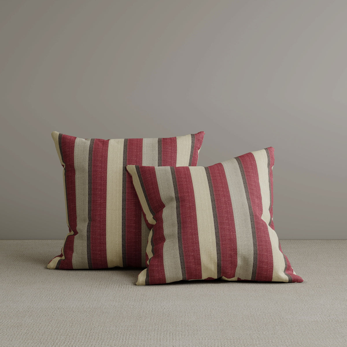 Square Exclusive Design Cushion in Claret Red Striped Cotton Linen, 45*45CM Cottonfy UK 2 PCS 