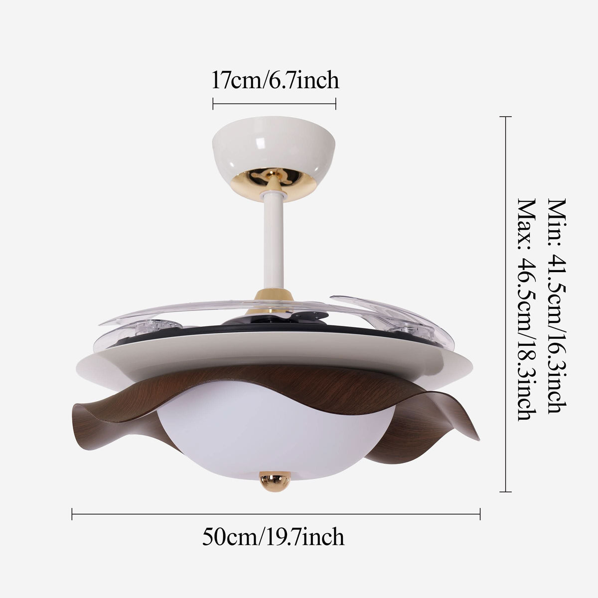 42 inch reversible ceiling fan with LED light highlighting the blade and light ring