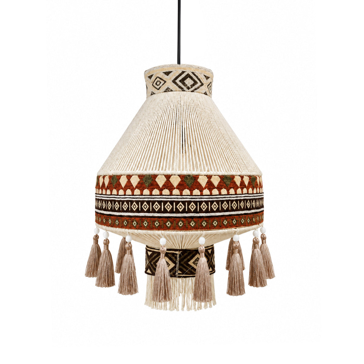 Bohemian Fringe Pendant Light with Detachable Ethnic Design